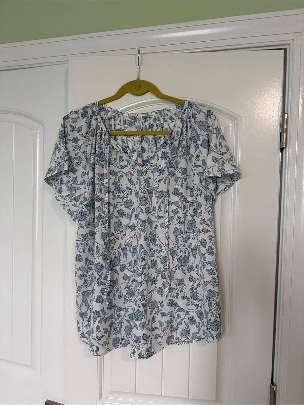 SHEIN White Blouse with Blue Floral Print